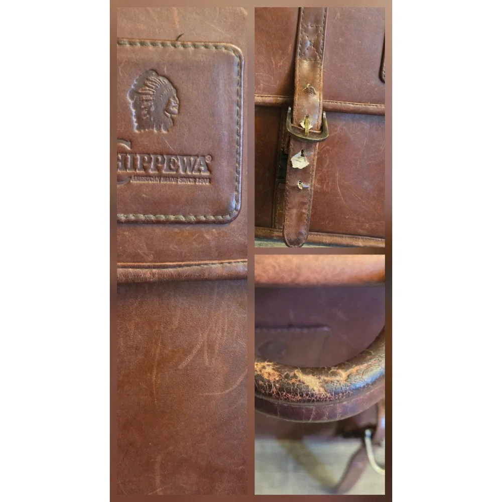 Chippewa Briefcase‎ Attache Leather Top Handle Shoulder Strap Expandable Vintage